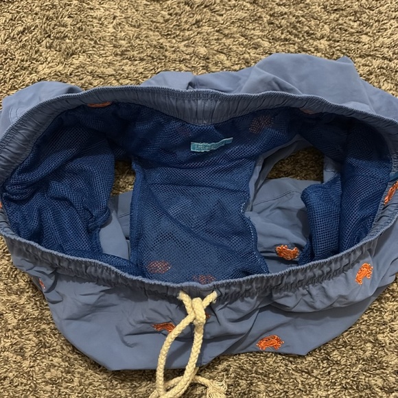 J. McLaughlin Men's Blue Swim Shorts with Orange Accents - large - Picture 3 of 6